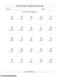 Double digit subtraction regrouping worksheet example. Two Digit Subtraction Without Regrouping Worksheets Free Printable With Worksheet No Year 1 Word Problems Holiday Budget English Pdf Alphabet Activities For Preschoolers Halloween Math 2nd Grade Calamityjanetheshow