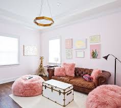 Adding Pink To The Living Room With Plush Decor Decoist Pink Living Room Eclectic Living Room Mid Century Living Room