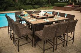A dining table that provides ample surface is so essential if you want to enjoy dinners with your friends and family outdoor. Agio Franklin High Dining Fire Pit Bar Collection Agio S Bold Trendsetting New Design The 36 Squ Patio Dining Set Outdoor Fire Pit Patio Fire Pit Patio