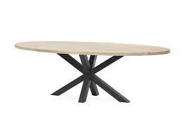 tafel superstar eiken spinpoot ovaal metaal woodville ovalen tafel ovale eettafels industriele tafel