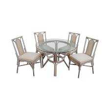 Wanted two seater rattan dining table set, similar style as seen in photos. Rattan Bamboo Round Glass Top Dining Table 4 Chair Set Chairish