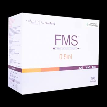 Buy FMS 0.5ml 32G 8mm Fine Micro Syringes with Pre-attached Needles (Size - 100) | Church Pharmacy