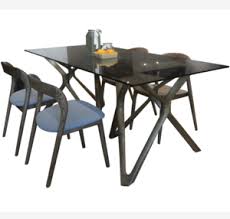 Designer round, extendable, marble & glass top dining table to suit any dining now's the time to pair round shape glass top dining tables with a modern convenient set of trendy chairs that complement the look and create an. Tempered Glass Top Dining Table Modern 4 Seater Glass Dining Table With Solid Wood Base Nordic Desig Wholesale Furniture Products On Tradees Com