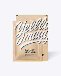 Download Kraft Paper Box With Kraft Sachet Mockup In Sachet Mockups On Yellow Images Object Mockups