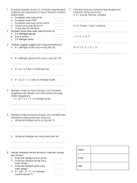 Himpunan bilangan asli kurang dari 5 Ulangan Harian Himpunan Essai