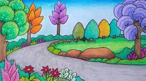 Pola mewarnai bunga page 1 line 17qq com. Menggambar Pemandangan Taman Cara Menggambar Dan Mewarnai Taman Youtube