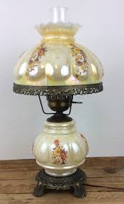 Vintage Yellow Flowers Hurricane Ribbed Lamp With 3 Way Switch Key Switch Lamp Modern Lamp Hurricane Lamps