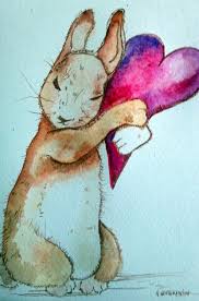Pin By Jo Kavanagh On Color Wheel Art Rabbit Illustration Valentines Watercolor Bunny Art