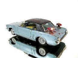 1960 S Vintage Bandai Battery Operated Tin Ford Mustang Light Up Toy Car Japan Car Battery Charger Toy Car Car Battery