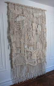 Large Macrame Weaving Wall Hanging Neutral Tones And Natural Fibers Combine For This Unique And Macrame Wall Hanging Patterns Weaving Wall Hanging Weaving Art
