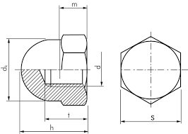 écrou borgne, haut, DIN 1587, M 6, Acier galvanisé 6 (1587-M6) - Landefeld - pneumatique - hydraulique - équipements industriels