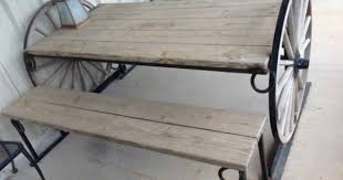 Wagon Wheel Picnic Table Custom Built Large Heavy Duty Rustic Wagon Wheel Decor Wagon Wheel Picnic Table