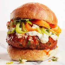 Buffalo Chicken Burger Recipe Chatelaine Recipe Chicken Burgers Buffalo Chicken Burgers Chicken Burgers Recipe