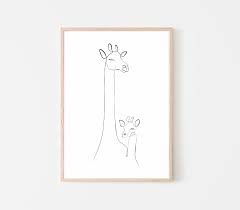 One Line Giraffes One Line Print Animal Line Art Line Wall Etsy Animal Line Drawings Line Art Drawings Drawing Prints