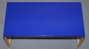 In this video i convert a habitat kilo dining table in to a coffee table for a friend. Lovely Small Habitat Kilo Royal Blue Metal Coffee Table With Wooded Legs At 1stdibs