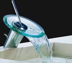 waterfall glass fountain mixer basin