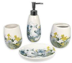 Blue and white bathroom accessories. August Grove Barlett 4 Piece Bathroom Accessory Set Reviews Wayfair