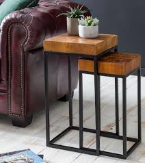 Ein flacher tisch im wohnzimmer ist eigentlich unverzichtbar. Design Satztisch Sheesham Metall Online Kaufen