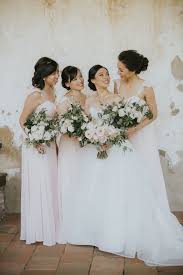 Blush Pink Bridesmaid Dresses And Bouquets Franciscan Gardens Orange County Wedding Jean Roger Wedding Entourage Orange County Wedding Wedding Portraits