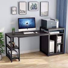 Basicwise wooden office storage printer stand with wheels, black (5) model# qi003730.bk. Tribesigns Computer Desk With Storage Shelf 47 Inch Home Office Desk With Printer Stand 23 Inch Bookcase Writing Pc Table With Space Saving Design Black Walmart Com Walmart Com