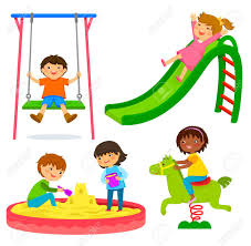 Un Conjunto De Ninos Jugando En Un Parque Infantil Ilustraciones Vectoriales Clip Art Vectorizado Libre De Derechos Image 69363451
