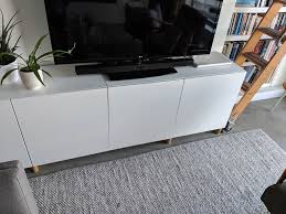 Product details can be placed anywhere in the room because the back is finished. Ikea Besta White Oak Close Maid