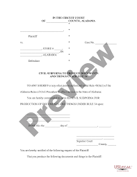 Alabama Civil Subpoena to Produce Documents and Things Under Rule 34 - Uta Rule  34 | US Legal Forms