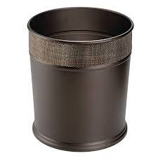Interdesign kent collection round trash can for bathroom, kitchen or office, bronze, 8.35 x 10 the convenient, free standing tissue paper dispenser can be placed alongside the toilet, and neatly. Mdesign Decorative Round Small Trash Can Wastebasket Garbage Container Bin For Bathrooms Powder Rooms Kitchens Home Offices Steel In Bronze Finish With Woven Textured Accent Walmart Com Walmart Com