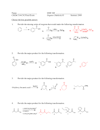 Lecture notes, problem sets, and exams. Final Exam With Answers Key For Organic Chemistry Ii Chem 314 Docsity