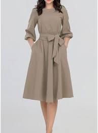 Solide Lange Mouwen A Lijn Knielengte Vintage Casual Feest Elegant Jurken 199234839 Elegant Casual Dress Long Sleeve Casual Dress