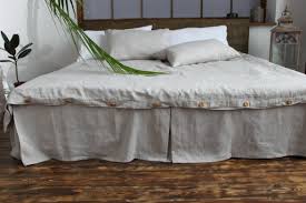 Before buying, measure your box spring or lower mattress, including width, length, and height. Box Pleated Bed Skirt With Pleats On The Sides And Footboard 100 3hlinen Inc