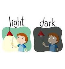 Opposite Adjectives Light And Dark Vector Opposite Words For Kids Opposite Words Kindergarten Learning Activities