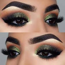 makeup green glittery eye makeup look