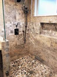 Pebble Stone Sliced Mixed Tile Stone Bathroom Stylish Bathroom Rock Shower