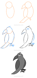 Pencil Easy Bird Drawing For Kids How To Draw A Crow Comment Dessiner Un Corbeau Crows Drawing Bird Drawing For Kids Easy Drawings