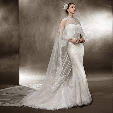 Bis zu 60% rabatt gibt es gerade auf ausgewählte artikel. Elegante Meerjungfrau Brautkleid Vintage Spitze Mit Schal Umhang