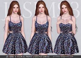 Star face tattoo and drop face tattoo (can be found in skin details) download all. Js Sims 4 Floral Print Cutout Dress Sims 4 Downloads