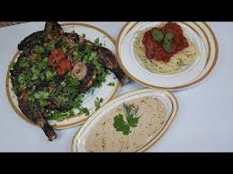غدانا النهاردة سهل وسريع فراخ مشوية وسلطة طحينة ومكرونة اسباجتى بالصلصة Youtube Food Meat Beef