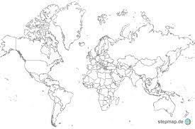 Umrisse der welkarte mit staatsgrenzen, schwarzweis. Stepmap Weltkarte Umrisse Landkarte Fur Welt