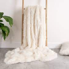 Fluffy throw blanket shaggy coral warm soft home decor comfortable bed cover. White Fur Throw Wayfair Co Uk