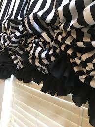 Black And White Striped Valance Curtains Black And White Striped Functional Balloon Curtain With Rod Included In 2020 Balloon Curtains Curtains Black Curtain Rods