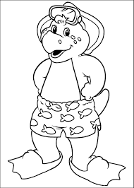 It features the title character barney, a purple anthropomorphic tyrannosaurus rex barney. Barney Coloring Pages