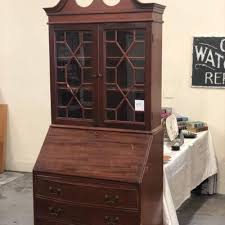 If you're looking for a true vintage desk, check out the selection on bazaar, our own marketplace for vintage and secondhand furniture. Lot 45 Vintage Secretary Desk W Display Hutch Estatesales Org