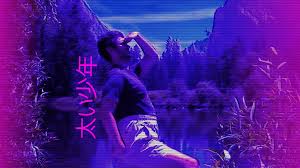 Vaporwave, music, blue, style, purple, yellow, sunset, background. Desktop Wallpaper 4k Aesthetic