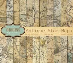 Vintage Antique Celestial Zodiac Astrology Star Chart Digital Scrapbook Paper