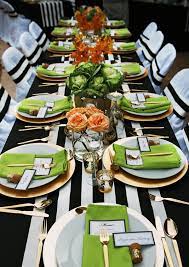 Ideas for special events, holiday gatherings, and celebrations! Fresh Sophisticated Dinner Party Black White Gold Hostess With The Mostess Beautiful Table Settings Dinner Party Striped Table