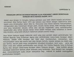 Akta rahsia rasmi 1972(akta 88). Pejabat Daerah Dan Tanah Jempol Majlis Melafaz Ikrar Dan Menandatangani Akta Rahsia Rasmi 1972