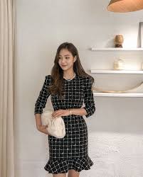Hey Plaid Wool Dress Kooding Com The Best In Korean Fashion And Global Style Dresses Dress Patterns Wool Dress