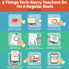 9 Things Tech Savvy Teachers Do On A Regular Basis Infographic E Learning Infographics Educational Infographic Educational Technology School Technology