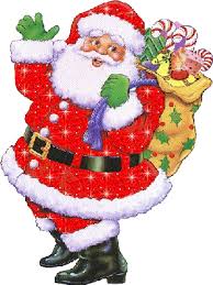 Le père noël nous sourit et fait un grand coucou de sa main gantée. Le Pere Noel Ammene Sa Hotte Remplie De Cadeaux Connexion Lente